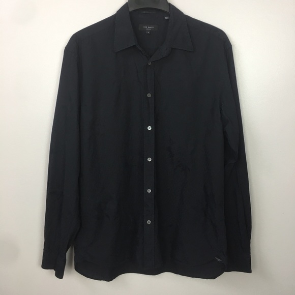 Ted Baker London Tops - Ted Baker London Black Embroidered Button Down